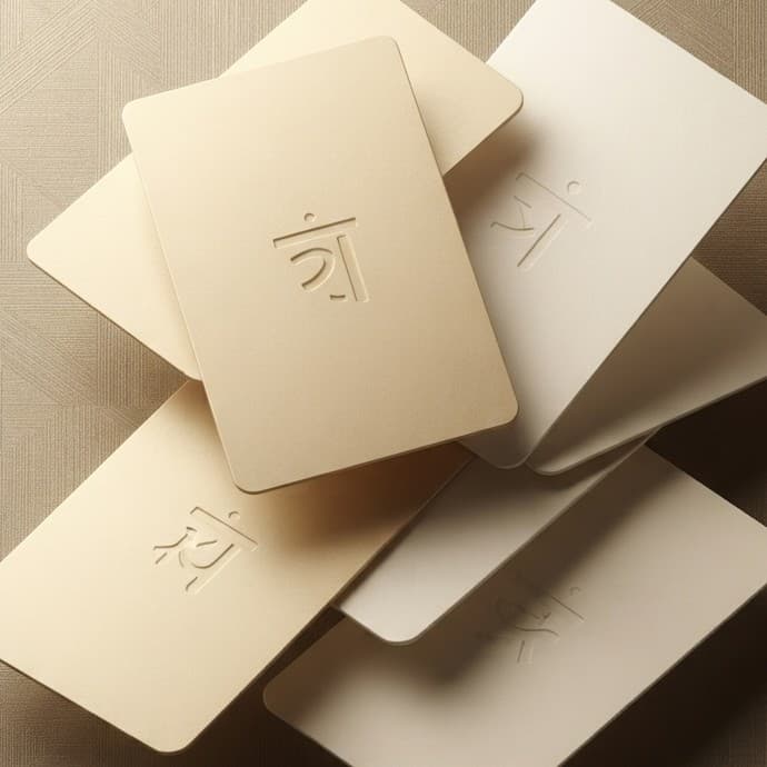 A stack of embossed study cards on a warm textured surface